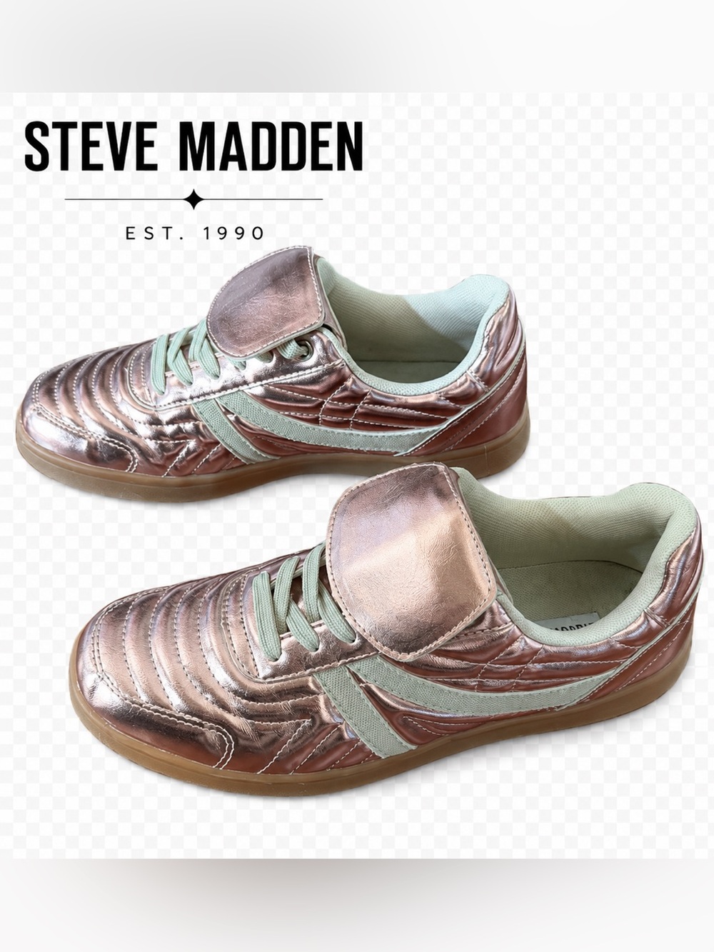 Steve Madden Madrid Metallic Rose Gold Sneakers Retro Blokecore